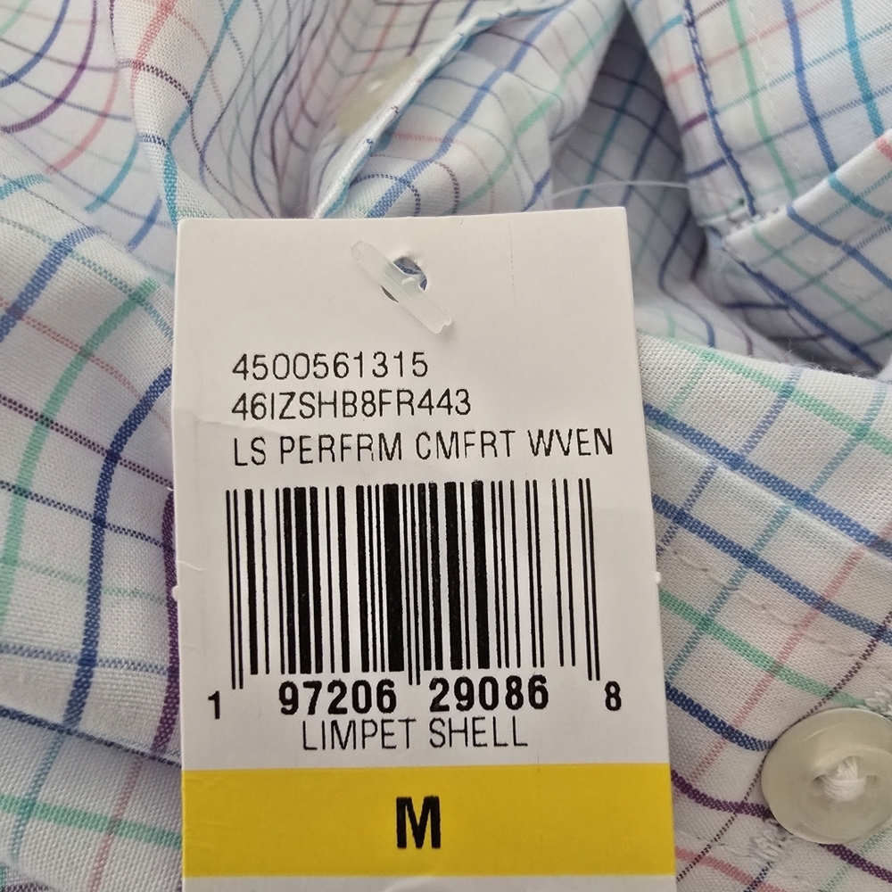 IZOD Men's White Colored Plaid Shirt NWT Medium - Picture 7 of 10